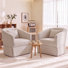 360° Swivel Linen Accent Armchairs With Thick Padding & Skirted Base (Set of 2)