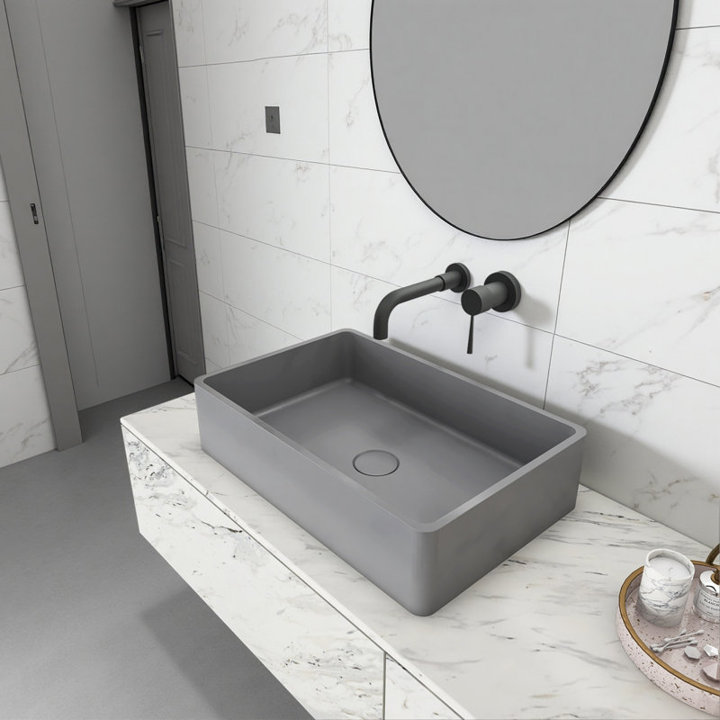 Lavabo de salle de bain moderne vasque rectangulaire en béton, Gris