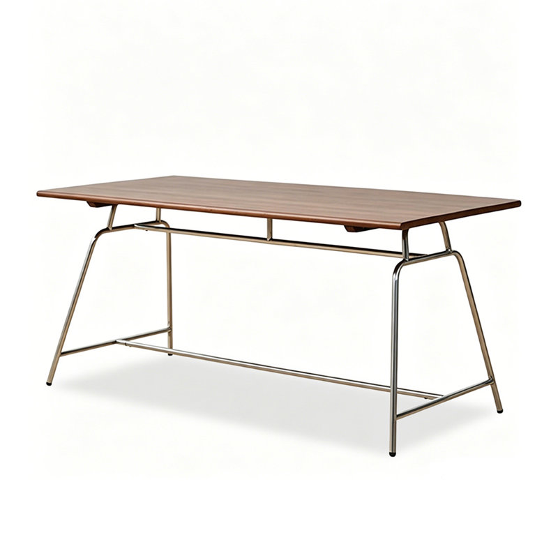 Modern Nut-Brown Rectangular Solid Wood Dining Table