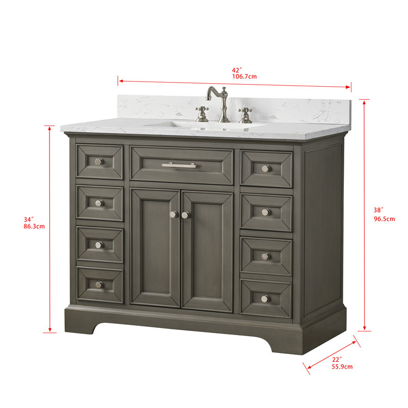 Thompson 42" W Single Bathroom Vanity, Silver Gray/Brushed Nickel