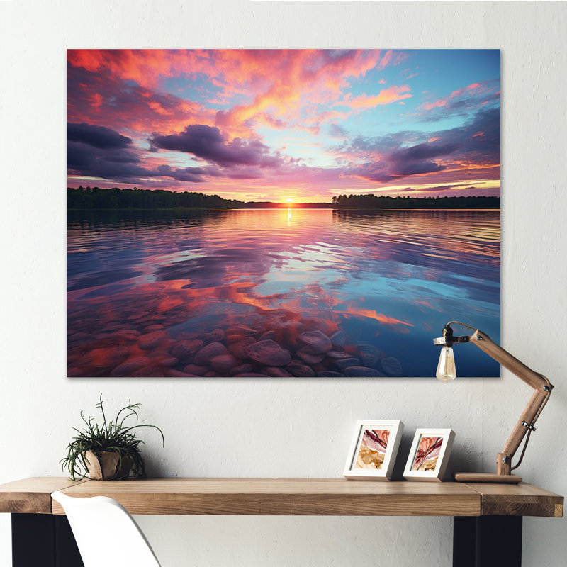 Sunset Cotton Candy Skies I - Landscapes Wall Decor, H 16 po x l 32 po x P 1 po, Toile tendue
