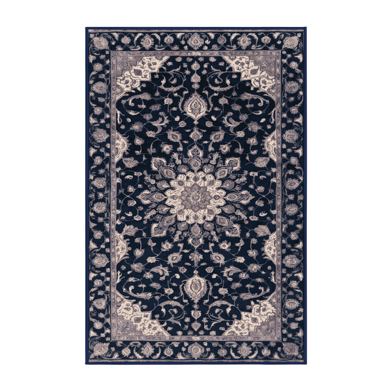 Tapis gris Tabriz lavable à la machine, Rectangulaire 2 pi x 3 pi
