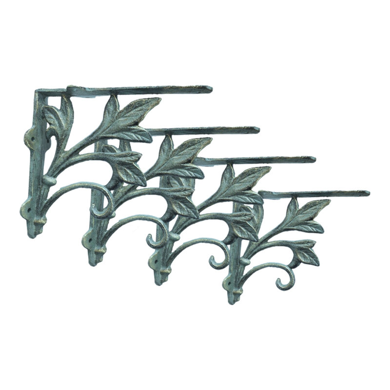 Leaf Design Shelf Bracket, Verdigris