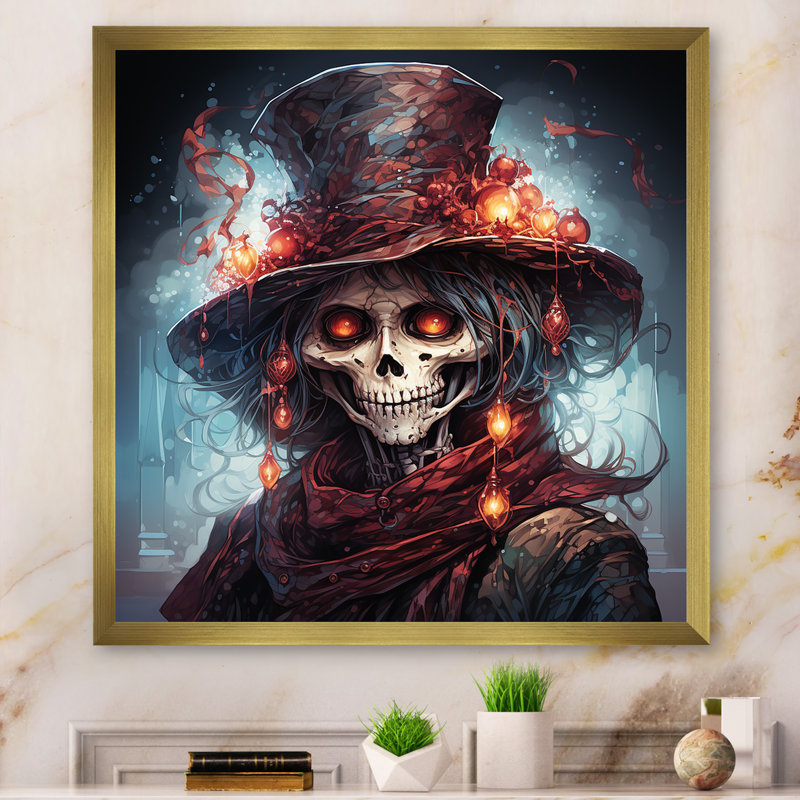 Cauchemar avant Noël Graveyard III - art mural mode crâne, Cadre doré simple, H 36 po x l 36 po x P 1,5 po
