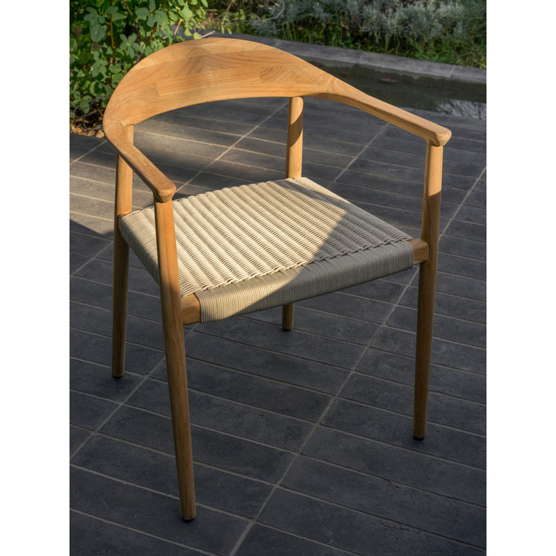 Fika Dining Armchair Untreated Teak Flax Rope