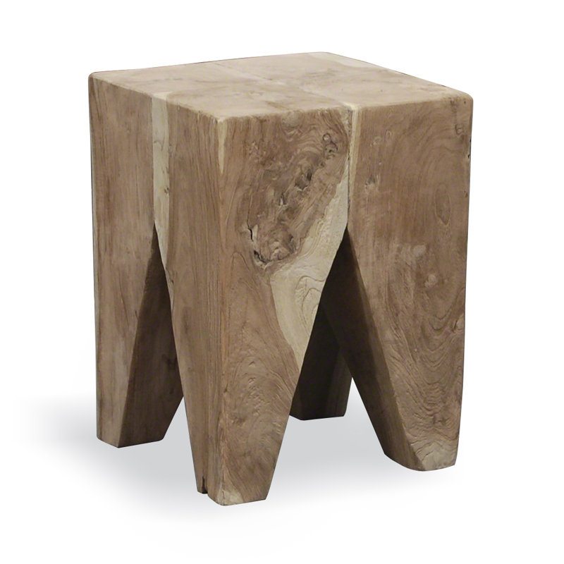 Gouldin Solid Wood Accent Stool, Grey