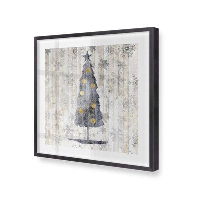 Impression d'arbre de Noël rustique argenté