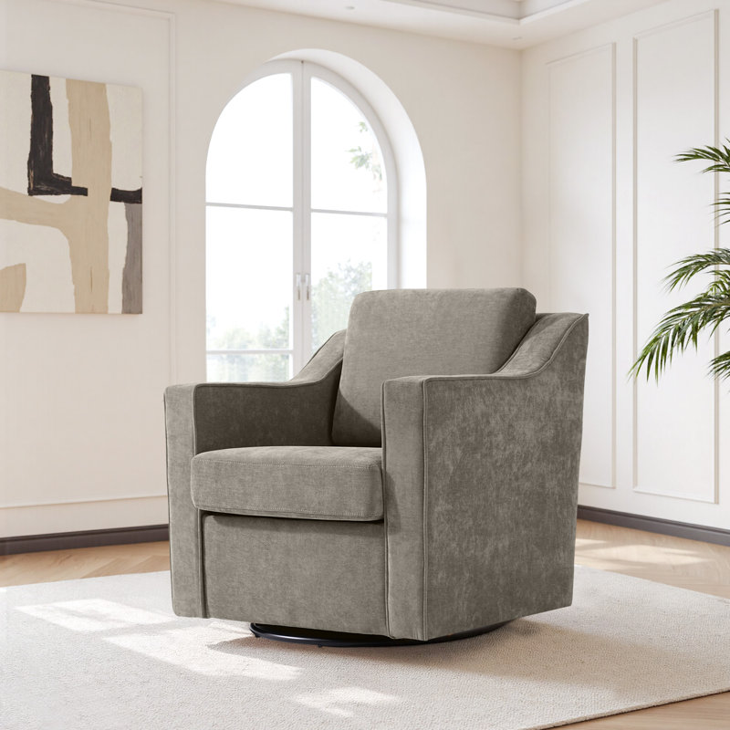 Upholstered Swivel Armchair, Sand Chenille