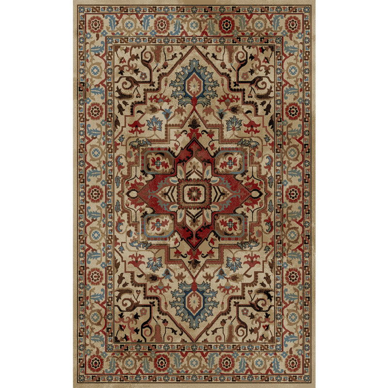 Tapis beige / rouge Heideman, Rectangle 9 pi 3 po x 12 pi 6 po