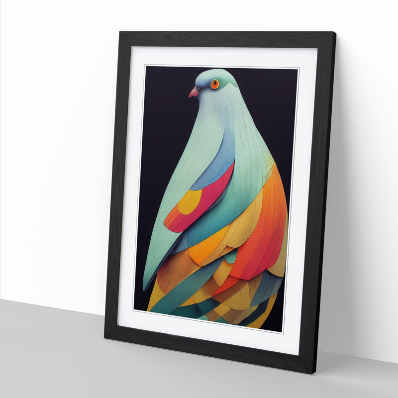 Watercolour Pigeon Vol.2 - Single Picture Frame Print, 64cm H x 46cm W x 2cm D, Black