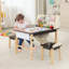 Ensemble de table et chaises pour enfants, bureau de dessin en bois avec bacs de rangement