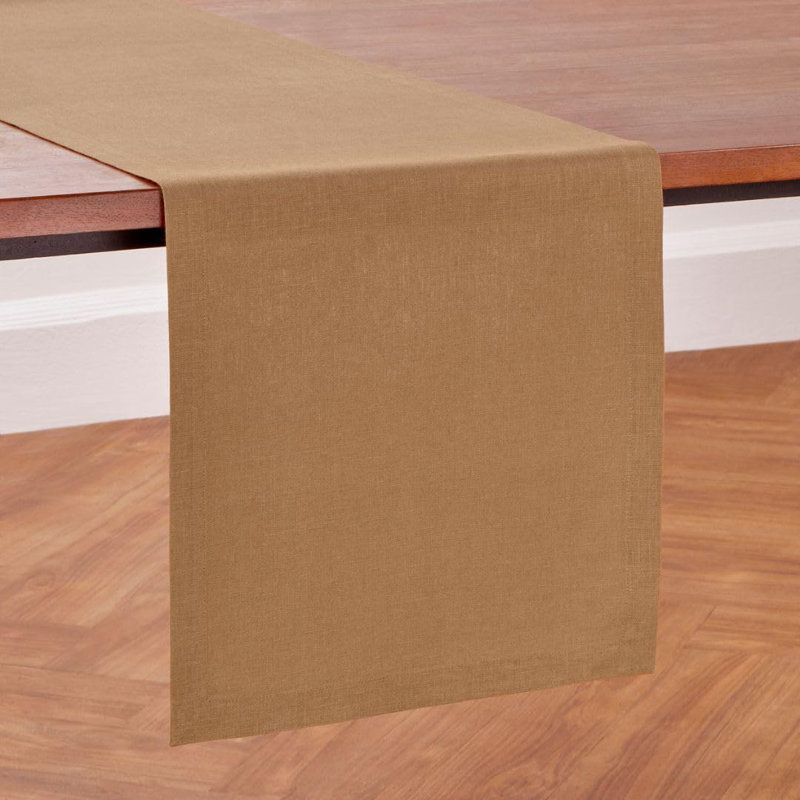 Diana - 100% Pure Linen Table Runner, 108" x 14", Tobacco Brown