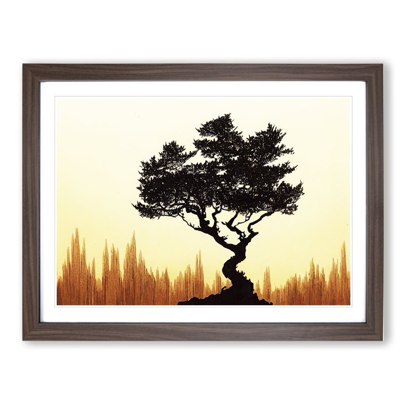 Adventurous Tree - Single Picture Frame Painting, 25cm H x 34cm W x 2cm D, Walnut Framed