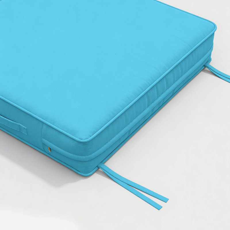 Outdoor Chair Seat Cushions ，Water-Resistant Patio Chair Cushions With Handle And Non-Slip Bottom, 17" W x 16" D, Aqua Blue