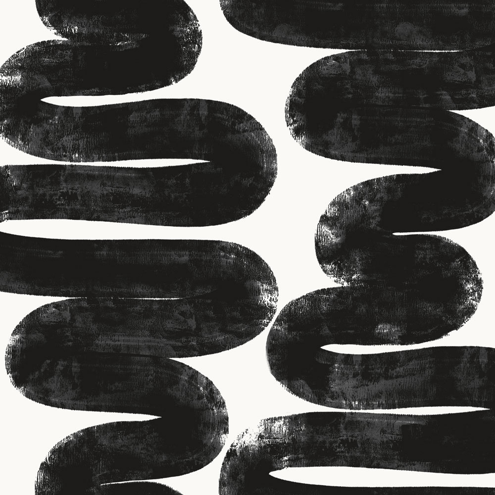 Modern Peel & Stick Abstract Wallpaper, Black/White, 16.5" L x 20.5" W