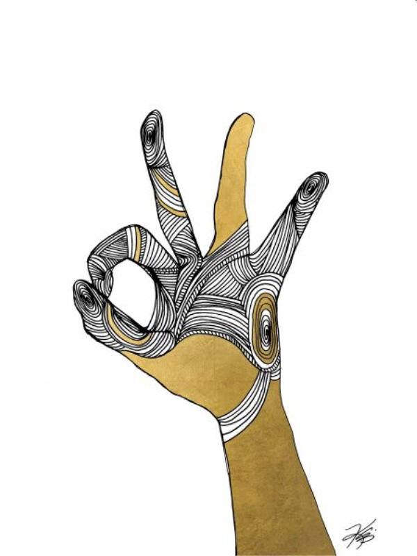 Sign Language II Print by Kelli Ellis, Gilded Gold, 32" H x 24" W x 1.5" D
