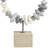 Cecel Metal Circular Stone Abstract Decorative Gray Sculpture with Brown Wooden Base-1156401401
