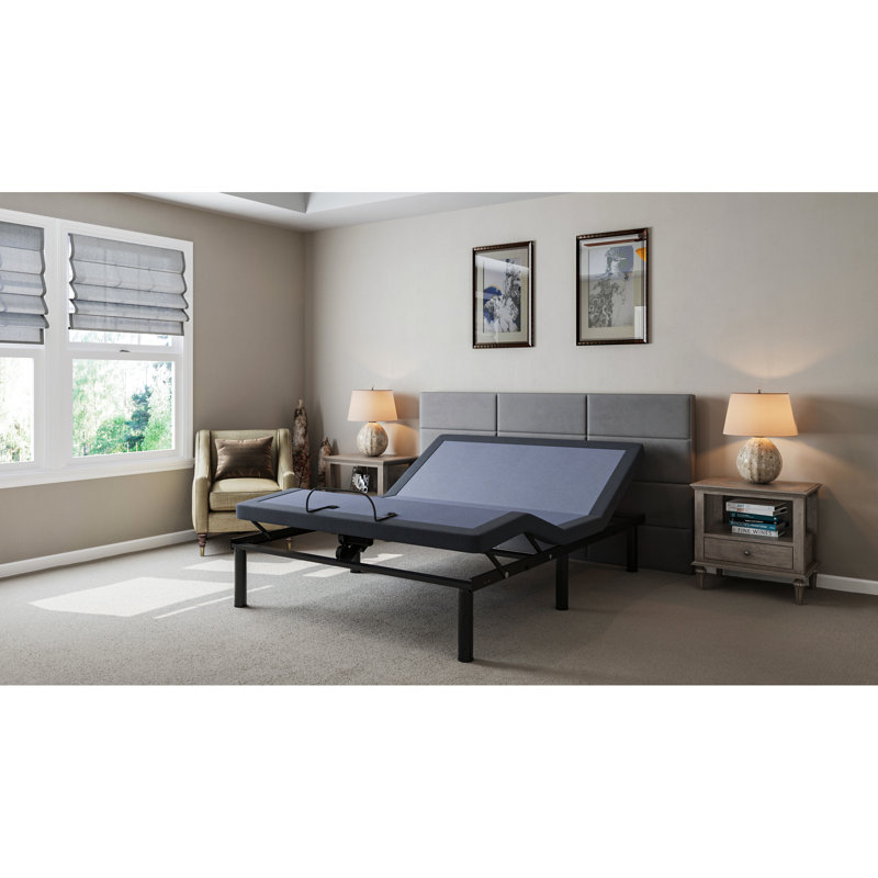 Base de lit ajustable Os2 Twin XL, commande de positionnement de la tête et des pieds, mémoire programmable, capacité de 850 lb, position bleu gris réglable, télécommande sans fil