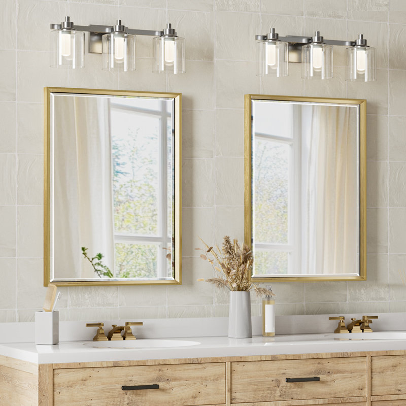 Miroir de salle de bain Lohoski, Or brossé, 30 po x 22 po