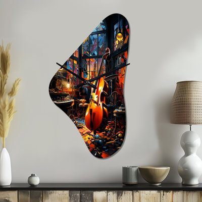 Sarantis Music Jazz Fusion Vibrant - Asymmetrical Music Metal Wall Clock, No Wall Clock Print