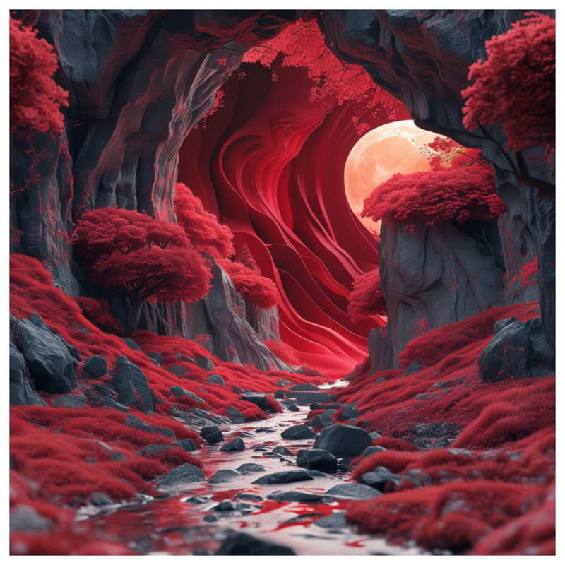 Red Moonlit Valley Comforter, Twin Extra Long