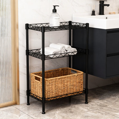 Étagère réglable à 3 niveaux en métal pour le salon et la salle de bain, 11,53 po de largeur, H 24,21 po, support de rangement pour garde-manger, 17,44 po x 11,53 po, épissure Snap-Fit, efficace