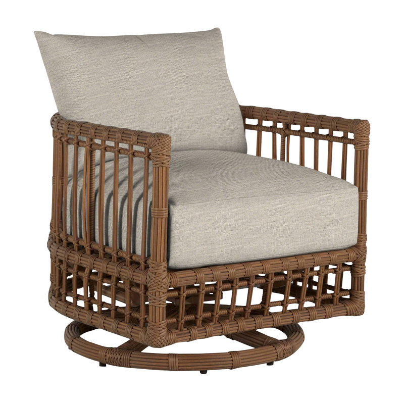 Newport Swivel Patio Chair with Cushions, No Welt, Dove Sunbrella® Linen