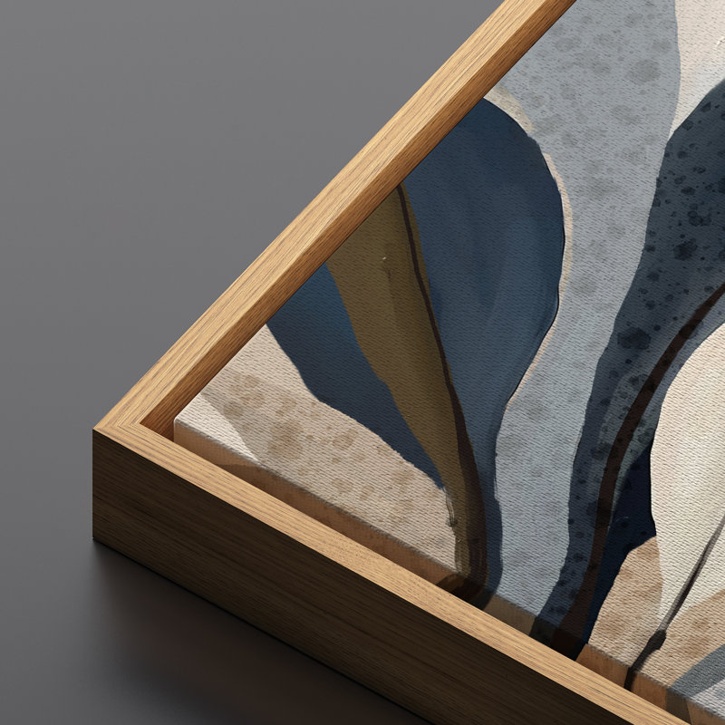 Abstrait art floral botanique abstrait bleu minimaliste moderne, H 20 po x l 60 po, Naturel