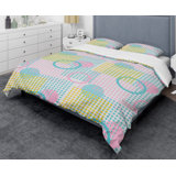 Circular Retro Geometry I - Vintage Abstract Duvet Cover Set - Microfiber Polyester