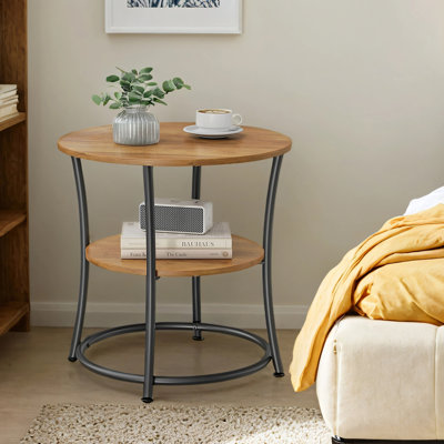 Rolande 22.1" W Round End Table with Storage Shelf