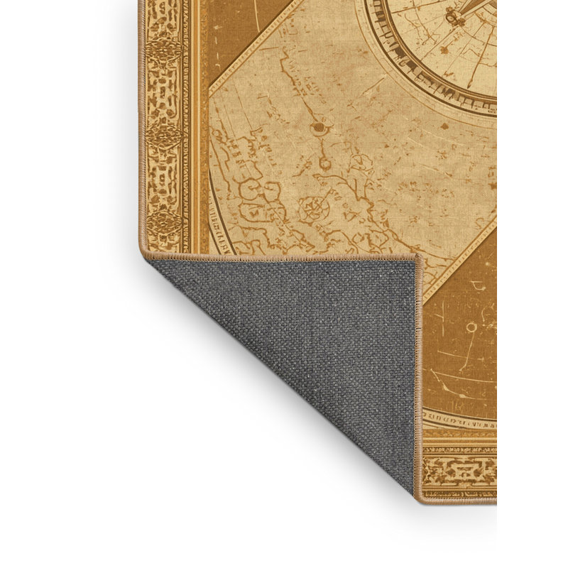 Soft Plush Polett Telescope Constellation View Classic Oriental Area Rug in Brown – LightBrown Binding, 6x9