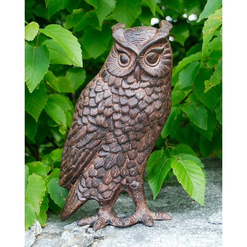 Bronze Great Horned Owl Garden Statue