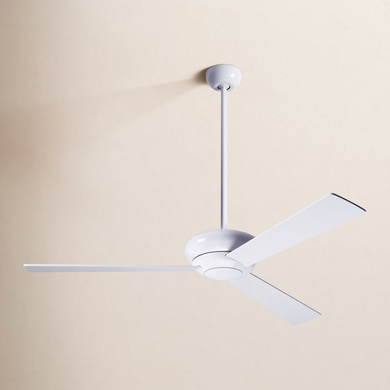 Downrod Ceiling Fan, Gloss White, Handheld Remote Control (2-wire), White