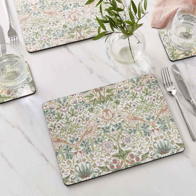 The Original Morris & Co. Strawberry Thief Large Placemats - Set Of 4
