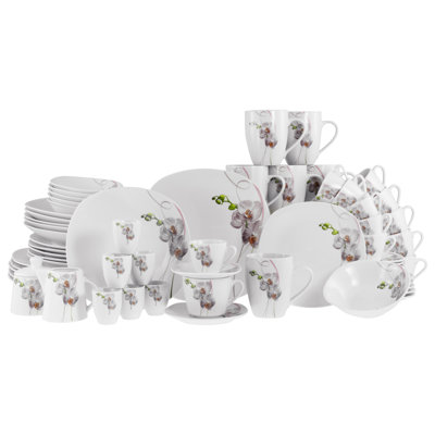 Square 62 Piece Porcelain Dinnerware Set - Service for 6