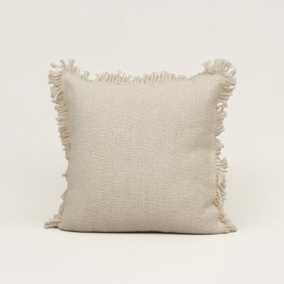 Terra Weave 18" x 18" Cotton Throw Pillow with Polyester Insert and Fringe Trim
