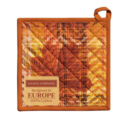 Manique Maison d'Hermine à carreaux Thanksgiving 100 % coton, taille unique - 20 x 20 cm