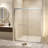 44-48" X 72" Tempered Glass With Explosion Proof Film, Aluminum Frame Double Sliding Shower Door, "1/4 (6 Mm), Stainless Steel Handle,Brushed Nickel-123210128