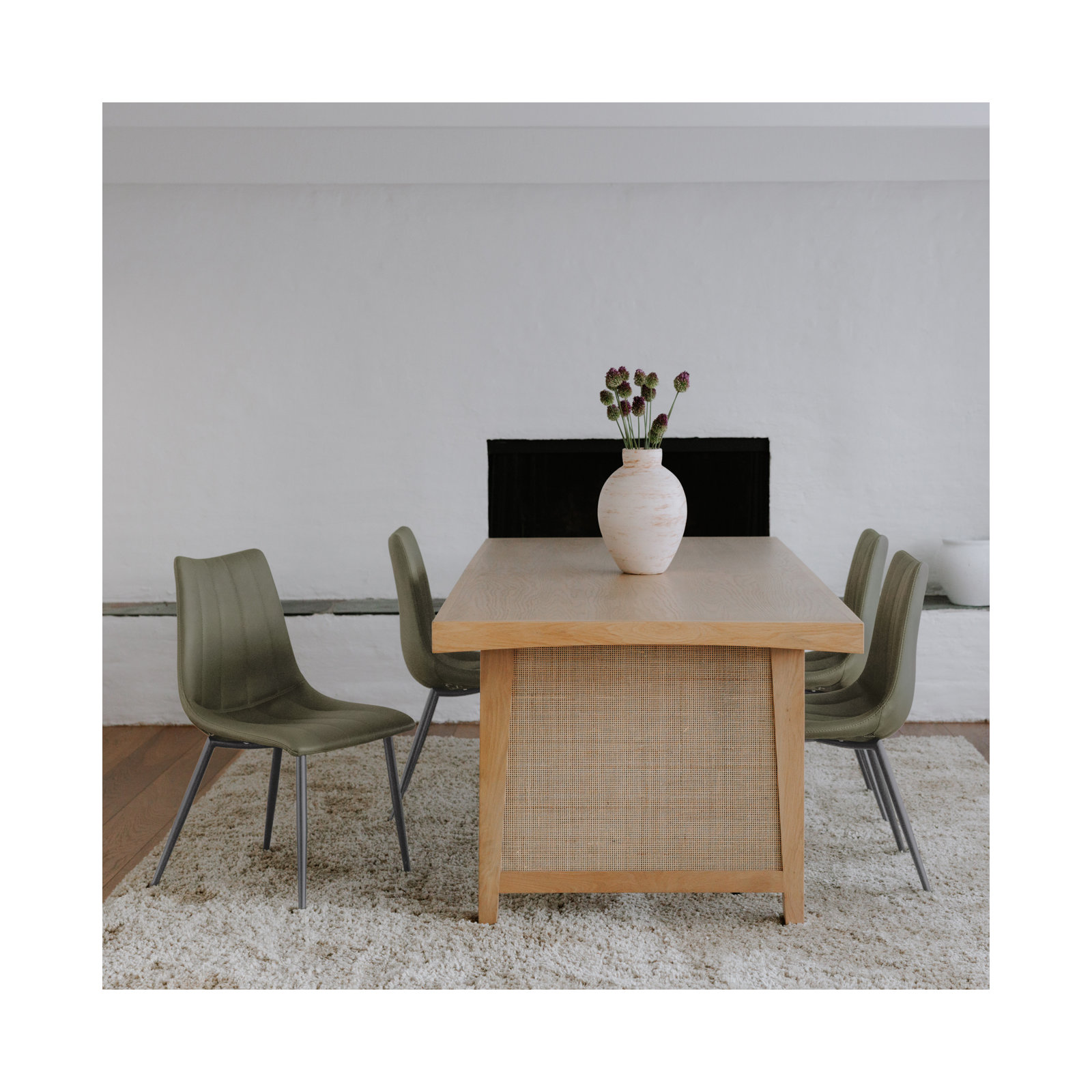 Finnigan Upholstered Side Chair, Light Green Faux Leather