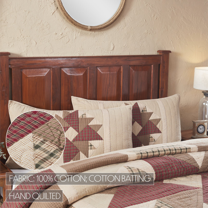 Cider Mill King Cotton Patchwork Sham in Tan and Red