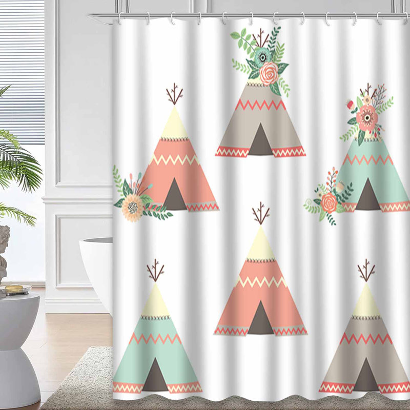 Rideau de douche Floral Tribal Boho Aztec, L 72 po x l 84 po