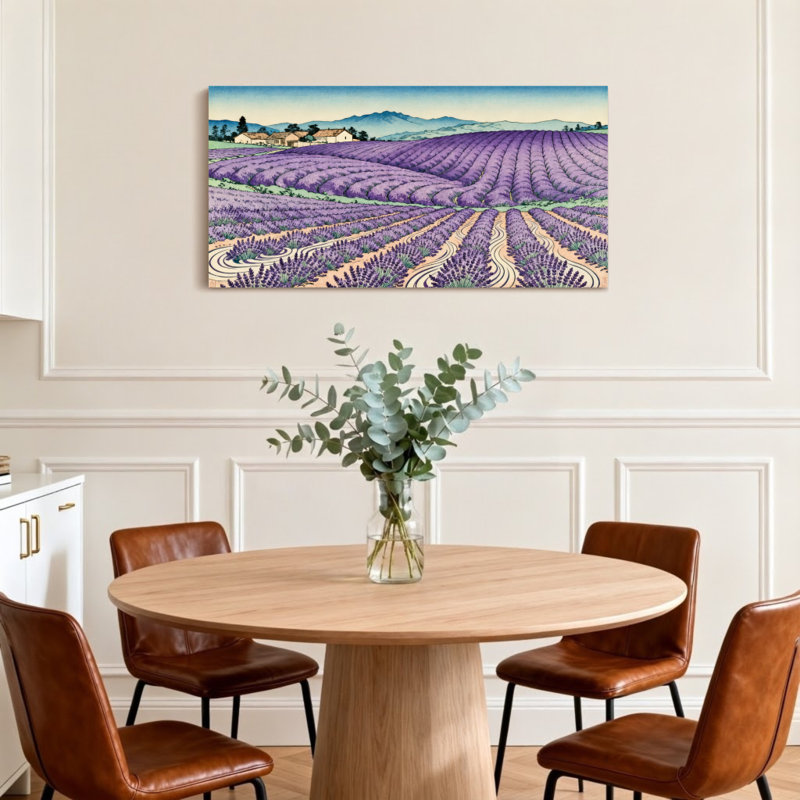 Paysage et nature champs de lavande Rolling Hills Farmhouse Mountains, H 16 po x l 32 po