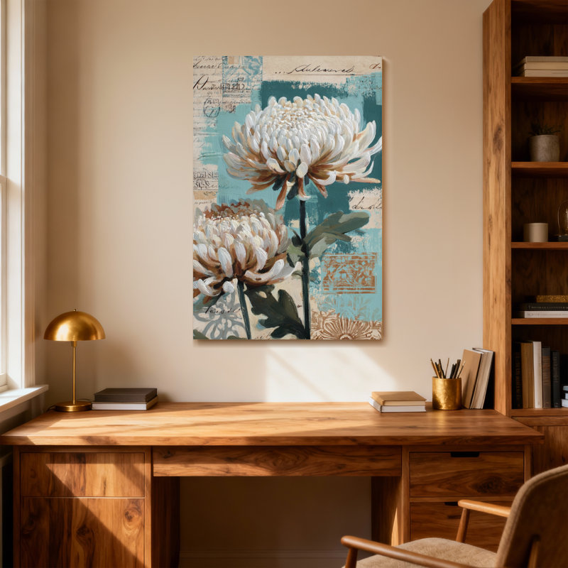 Plantes et fleurs, motif floral rétro, H 18 po x l 12 po