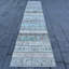 Tapis de couloir rétro vintage en patchwork turc Anatolian beige et ivoire pour les escaliers et les espaces