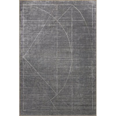 Vittorina Gray Striped Washable Indoor/Outdoor Area Rug
