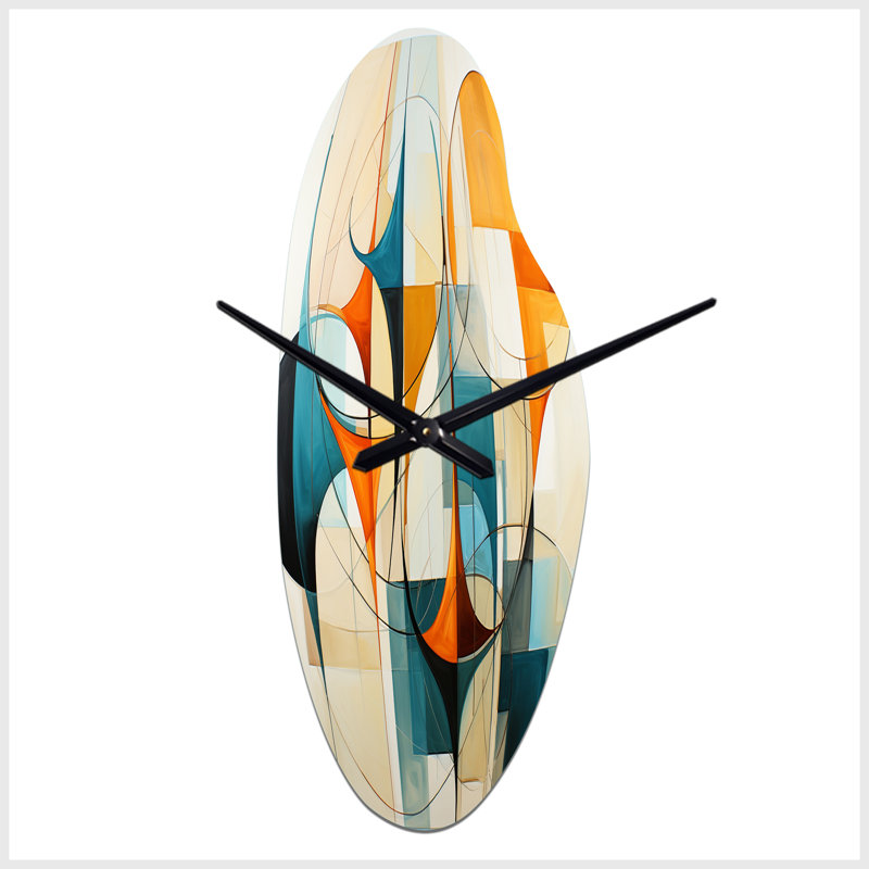 Horloge murale en métal orange, orange Mid Century, Grand