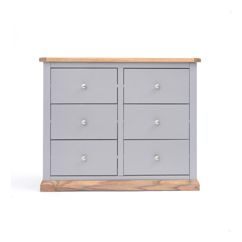 Millan 110cm W 6 - Drawer Chest of Drawers, Natural/Grey/Chrome