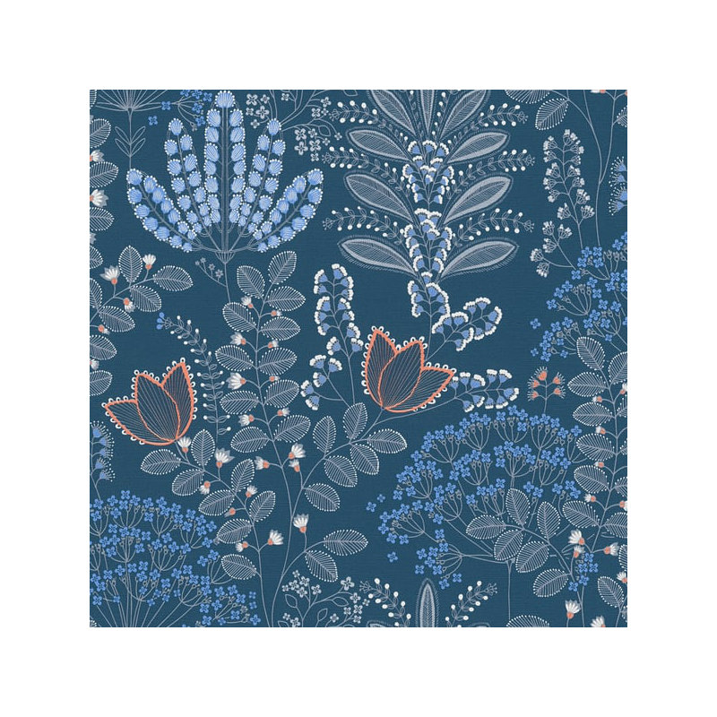 Flourish 10.05m x 53cm Wallpaper Roll, Blue
