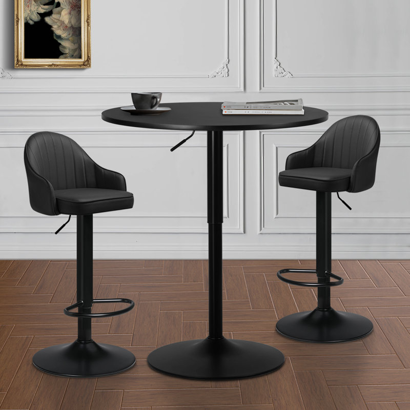 Ensemble de salle à manger Arabellarose L 31,5 x l 31,5, Noir, Noir