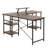Techni Mobili L-Shape Industrial Desk With Storage Shelves, Walnut